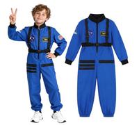 Costume da astronauta per bambini, tuta spaziale per ragazzi e ragazze | Tuta da volo spaziale, cerniera frontale, cinghie con fibbia, polsini elastici, giorno della carriera, feste spaziali