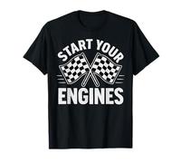 Costume da Auto da Corsa Start Your Engines Vintage Check Flag Maglietta