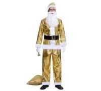 Costume da Babbo Natale adulto generico dorato per uomo, costume di Natale per spettacolo, festa, vestito da papà (B,S/M)
