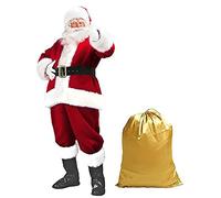 Costume da Babbo Natale per adulti, per cosplay e feste natalizie, completo con accessori