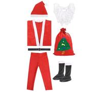 Costume da Babbo Natale per adulti, set da 7 pezzi, unisex, costume di Natale robusto, a lunga durata, per familiari, amici, colleghi