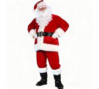 Costume da Babbo Natale per adulti, set di dieci pezzi, costume da cosplay festivo, accappatoio in velluto, accessori per feste, abbigliamento per spettacoli teatrali