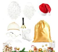 Costume Da Babbo Natale Uomo Adulto,Cappello di Natale Parrucca Barba Completo da Babbo - Vestito Per Feste E Giochi Di Ruolo | Per Donne Uomini Festa A Casa Vacanze Invernali Raduno Scolastico
