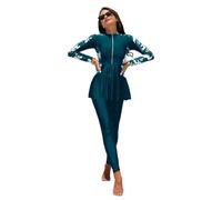 Costume da bagno a due pezzi che coprono integralmente per le donne musulmane 2026 Top a maniche lunghe e pantaloni lunghi UPF 50+ Modesto anti-UV, verde, L