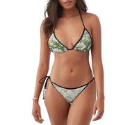 Costume da bagno a due pezzi da donna comodo con stampa margherita bianca casual abbigliamento da spiaggia estivo attività all'aperto in acqua, Nero , L
