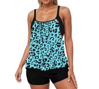 Costume da bagno a due pezzi elegante con ritagli laterali e motivo floreale per le tue giornate estive sulla spiaggia, blu, 5X-Large