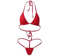 Costume da bagno a due pezzi sexy brasiliano Bikini Slim Perizoma Tanga Set Lingerie Swimwear da Spiaggia Micro Mini Bra Triangolo + Perizoma con Spago Backless Bikini Donna, 1 set rosso, Taglia unica
