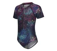 Costume da bagno a maniche lunghe per bambine, costume intero da spiaggia per bambine dai 5 ai 16 anni, Colore delle tenebre, 15-16 Anni