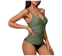Costume da bagno a vita alta da donna taglie forti, elegante costume da bagno per un comfort tutto il giorno, ancora un design lusinghiero, verde, XXL