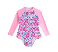 Costume da Bagno Bambina - Costume da Bagno Intero con Maniche Lunghe e Cappello per Protezione Solare delle Bambine