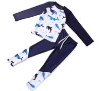 Costume da Bagno Bambino, Costume da Bagno Rash Guard a Maniche Lunghe per Ragazzi, UPF 50+, Due Pezzi Separati per Nuoto e Surf