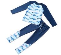 Costume da Bagno Bambino, Costume da Bagno Rash Guard a Maniche Lunghe per Ragazzi, UPF 50+, Due Pezzi Separati per Nuoto e Surf