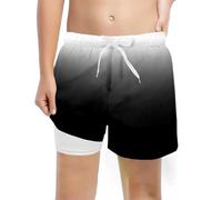 Costume Da Bagno Bambino Pantaloncini Mare Ragazzo Shorts Piscina Con Fodera Compressione Stampa Sfumata Fiamma Rapida Asciugatura Bermuda Spiaggia Boxer Doppia Fodera Protezione Irritazioni Nero 7T