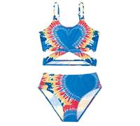 Costume da Bagno Bikini Bambina Due Pezzi Volant Set Abbigliamento Intero Mare Bambini Camisole Top Coprire Pantaloncini Spiaggia Nuoto Costumi Estivi per 8-12 Anni