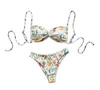 Costume da bagno bikini con stampa floreale da donna, ideale per spiaggia e piscina (M Broken Flowers)