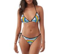 Costume da bagno bikini da donna leggero con stampa arcobaleno nuvole gocce di pioggia due pezzi abbigliamento da spiaggia attività subacquee estive, Nero , XXL