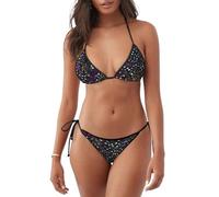 Costume da bagno bikini leggero con paillettes glitterate stampa a pois costume da bagno due pezzi abbigliamento da spiaggia abbigliamento da piscina attività estiva, Nero , L