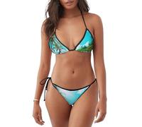 Costume da bagno bikini leggero con stampa a tema oceano tropicale spiaggia costume da bagno due pezzi abbigliamento da spiaggia abbigliamento da piscina attività estiva, Nero , L