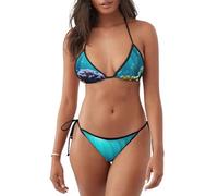 Costume da bagno bikini leggero con stampa di paesaggi subacquei Costume da bagno a due pezzi Abbigliamento da spiaggia Abbigliamento da piscina Attività estiva, Nero , S