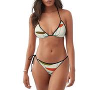 Costume da bagno bikini leggero con stampa moderna di metà secolo Costume da bagno a due pezzi Abbigliamento da spiaggia Abbigliamento da piscina Attività estiva, Nero , L