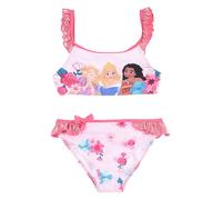Costume da Bagno Bikini Principesse Disney per Bambine e Ragazze, con Volant e Decorazioni Floreali (IT, età, 8 Anni, Regular, Fucsia)