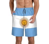 Costume da bagno classico da uomo con bandiera argentina pantaloncini casual da uomo pantaloncini da surf con tasche pantaloncini da spiaggia per uomo, Bianco, L