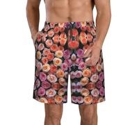 Costume da bagno classico da uomo con bella rosa regalo pantaloncini casual da uomo pantaloncini da surf con tasche pantaloncini da spiaggia per uomo, Bianco, M