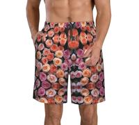 Costume da bagno classico da uomo con bella rosa regalo pantaloncini casual da uomo pantaloncini da surf con tasche pantaloncini da spiaggia per uomo, Bianco, 3XL