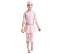 Costume da Bagno Completo a Maniche Lunghe con Gonna per Ragazze Musulmane Protezione Solare Moda Infantile (14-15 Years)