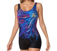 Costume da bagno con gamba, da donna, sexy, senza maniche, con scollo a V, costume da bagno in un pezzo, alla moda, con push up, O Rosa Caldo, XL