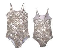 Costume da bagno da bambina, con stampa 3D, per bambini CuHK, argento, 5-6 Jahre