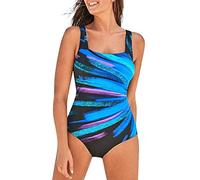 Costume da bagno da donna, 1 pezzi, guainante pancia, piatto, push-up, costume da bagno da bagno dimagrante sportivo Swimsuit per allenamento, surf, sorgenti termali, piscina, spiaggia, blu, XXL