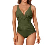 Costume da bagno da donna, 1 pezzi, sexy e avvolgente, da donna, con scollo a V, elegante, snellente, push-up, imbottito, Monokini, taglia grande, Swimwear da spiaggia, Jn, S