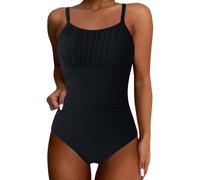 Costume da bagno da donna con bretelle e vita scartata, tinta unita, sexy