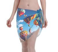 Costume da bagno da donna con mongolfiere, gonna avvolta in chiffon, scialle da spiaggia, pareo, copricostume, pareo, gonna da spiaggia, sciarpa da spiaggia, foulard e così via, Nero , Etichettalia