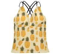 Costume da bagno da donna, con scollo a V, da spiaggia, con fioritura liberty, Colorato Piccolo Liberty Blooming, XL
