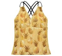 Costume da bagno da donna, con scollo a V, da spiaggia, con fioritura liberty, Colorato Piccolo Liberty Blooming, M