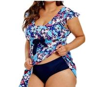 Costume da bagno da donna con stampa a farfalla, set bikini in due pezzi, con bretelle, costume da bagno alla moda, per le giornate estive in spiaggia, Blu, L