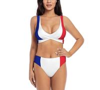 Costume da bagno da donna con stampa bandiera francese, bikini a triangolo da donna, costume da bagno estivo da spiaggia