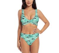 Costume da bagno da donna con stampa biologica dell'oceano Pacifico, due pezzi, costume da bagno modesto da spiaggia