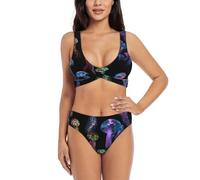 Costume da bagno da donna con stampa medusa di colore Sexy Due Pezzi Halter Costumi da bagno Costumi da bagno Costumi da bagno 2025, Nero , XL