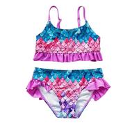 Costume da bagno da donna estivo floreale a tre pezzi carino costume da bagno con lacci per estate spiaggia piscina vacanze, Viola, 10-11 Anni