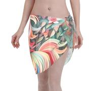 Costume da bagno da donna in chiffon, costume da bagno corto da spiaggia, gonna avvolgente rosa taglio carta unicorno stampa bikini da bagno, nero, taglia unica