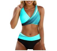 Costume da bagno da donna in due pezzi con tankini alla moda per spiaggia e piscina, vestibilità comoda con arricciatura laterale, materiale ad asciugatura rapida contro l'acqua clorata, ideale per le