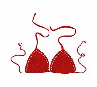 Costume da bagno da donna in tinta unita all'uncinetto costume da bagno Euramerican Bikini Top Big Bra, Rosso, L