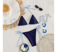 Costume da bagno da donna;Moda;Costume da bagno vintage a righe e pois;Vacanza estiva in spiaggia;Set bikini World Cup Kentucky Derby L,M,S,XSBlocchi di coloreTessuto