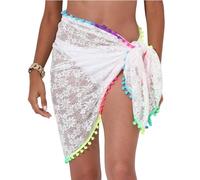 Costume da bagno da donna, pareo avvolgente, gonna da spiaggia, copricostume da bagno con nappe