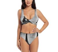 Costume da bagno da donna parigino con stampa Torre Eiffel, due pezzi, costume da bagno da spiaggia modesto