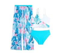 Costume da bagno da donna per ragazze per spiaggia piscina elegante set bikini a tre pezzi 7 12 perfetto estate e ricreazione per estate spiaggia piscina vacanze, Azzurro 1, 7-8 Anni