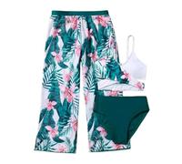 Costume da bagno da donna per ragazze per spiaggia piscina elegante set bikini a tre pezzi 7 12 perfetto estate e ricreazione per estate spiaggia piscina vacanze, Verde, 9-10 Anni